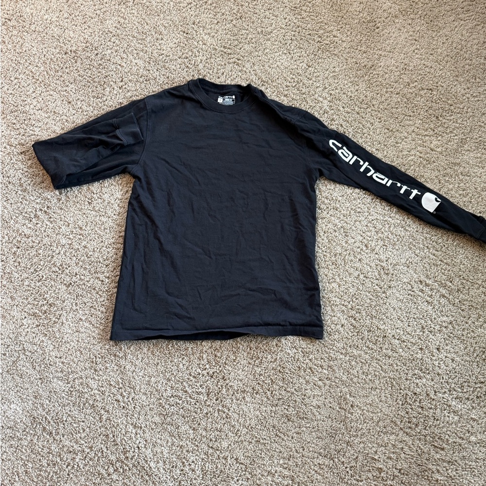 Carhartt Black Long Sleeve Tee with Bold Sleeve Design
